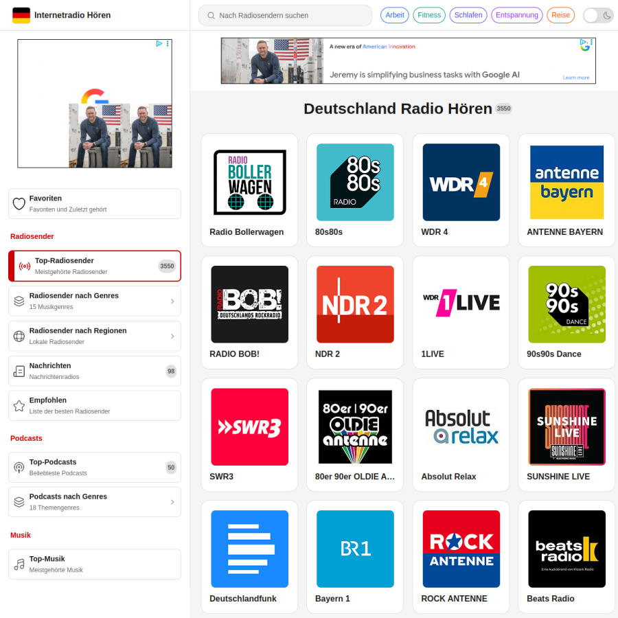 internetradio-horen.de homepage screenshot