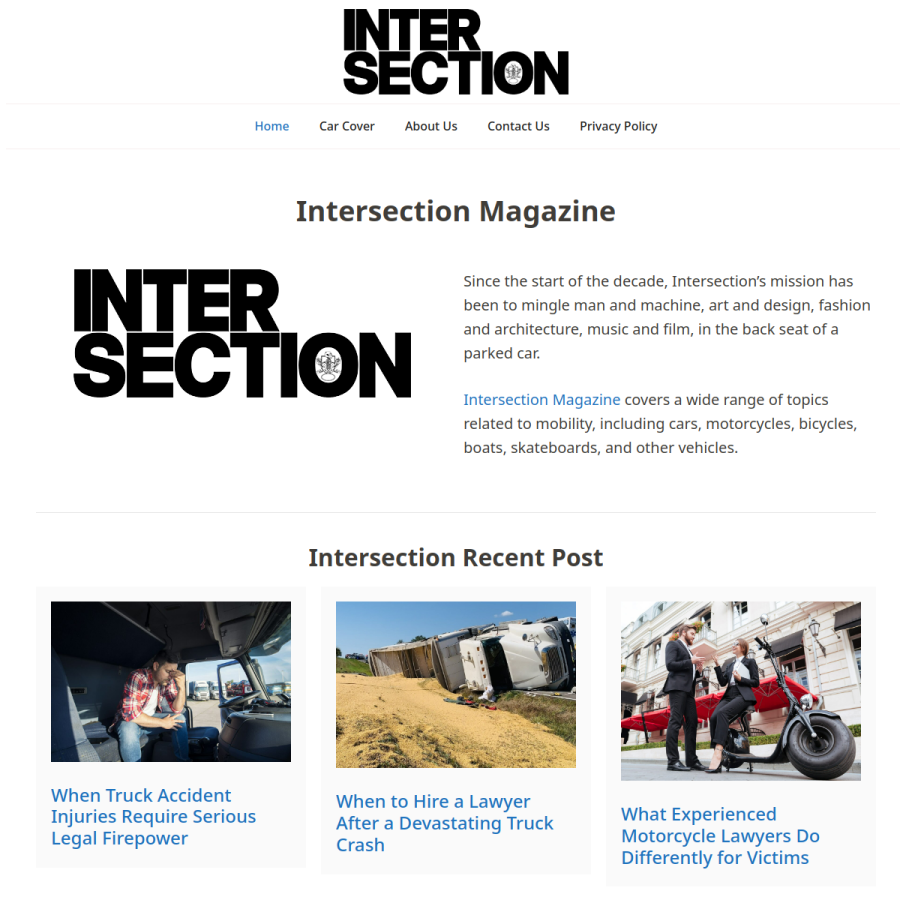 intersectionmagazine.net homepage screenshot
