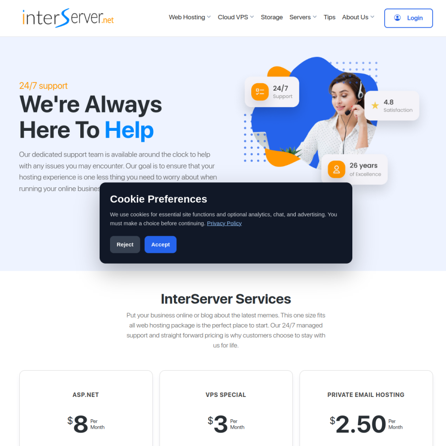 interserver.net homepage screenshot