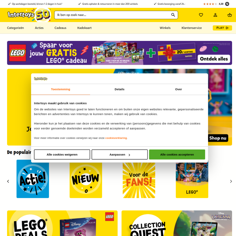 intertoys.nl homepage screenshot