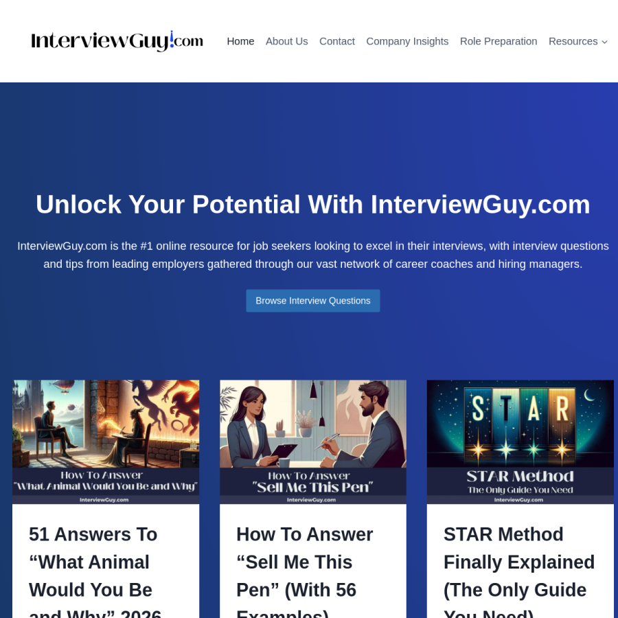 interviewguy.com homepage screenshot