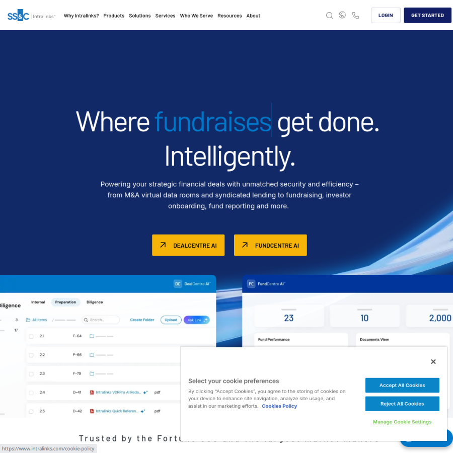 intralinks.com homepage screenshot