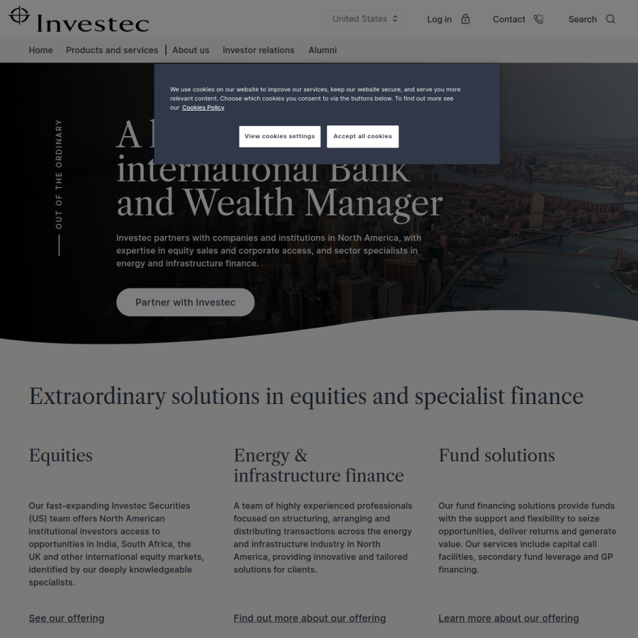 investec.com homepage screenshot