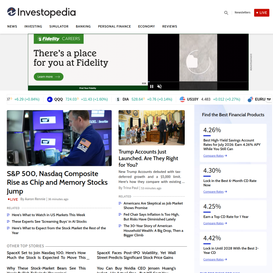 investopedia.com homepage screenshot