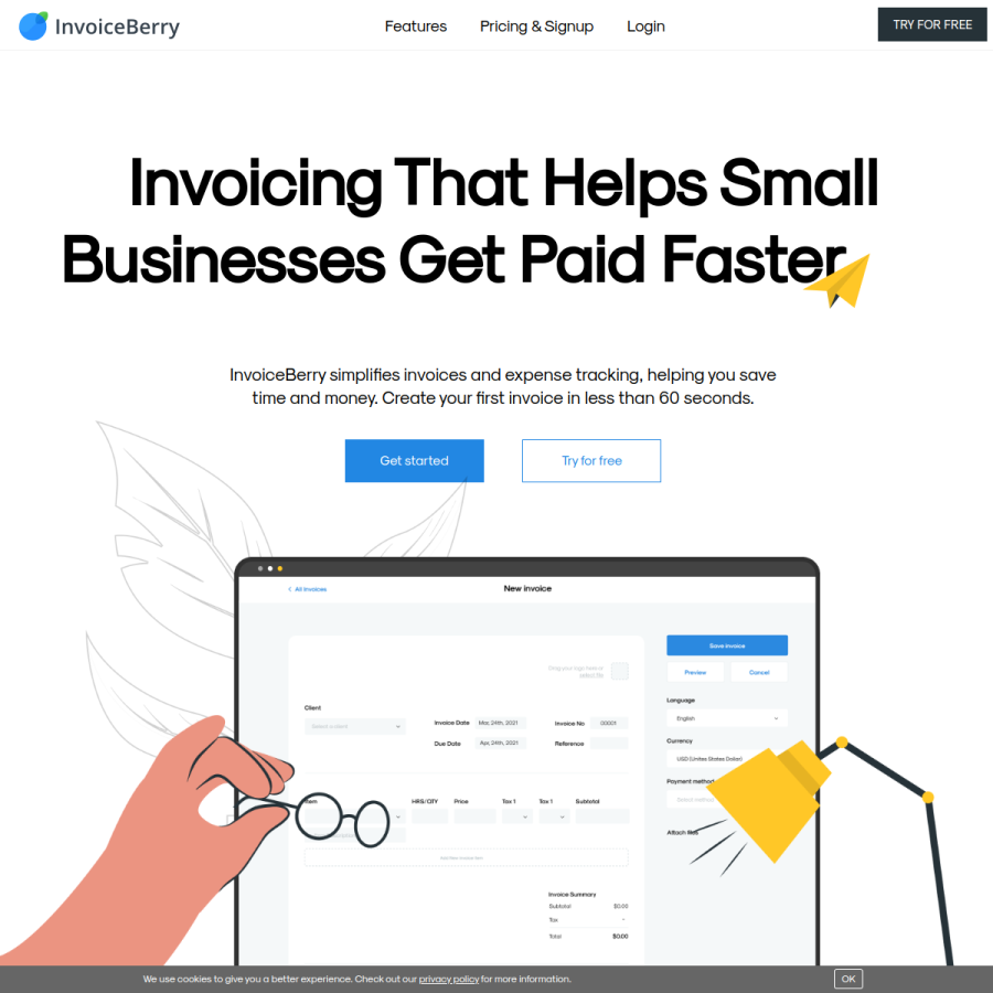 invoiceberry.com homepage screenshot