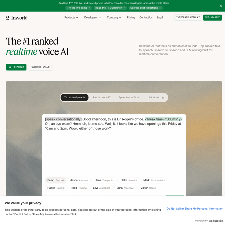 inworld.ai homepage screenshot