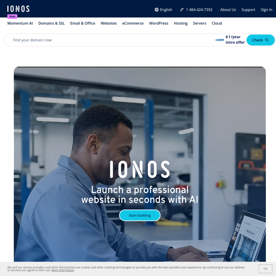 ionos.com homepage screenshot