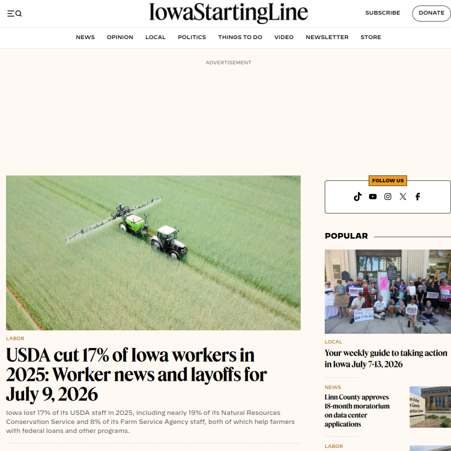 iowastartingline.com homepage screenshot