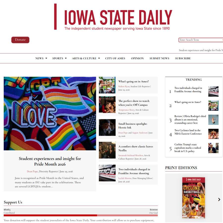 iowastatedaily.com homepage screenshot