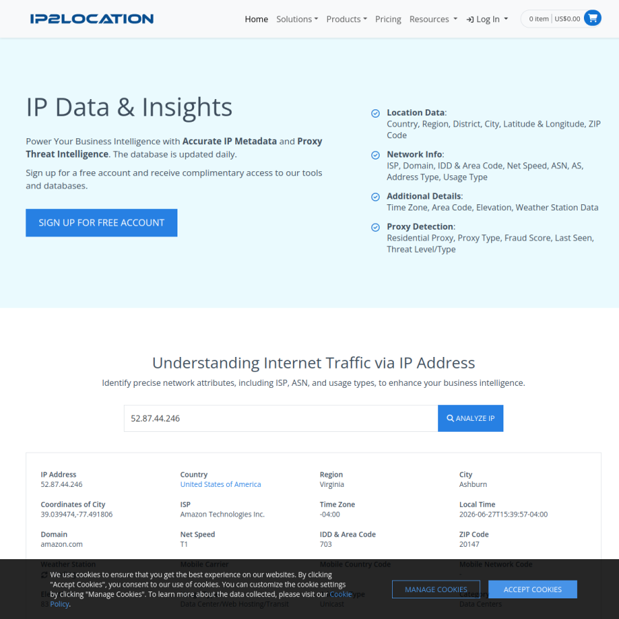 ip2location.com homepage screenshot