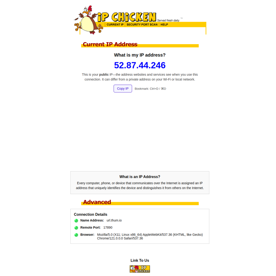 ipchicken.com homepage screenshot