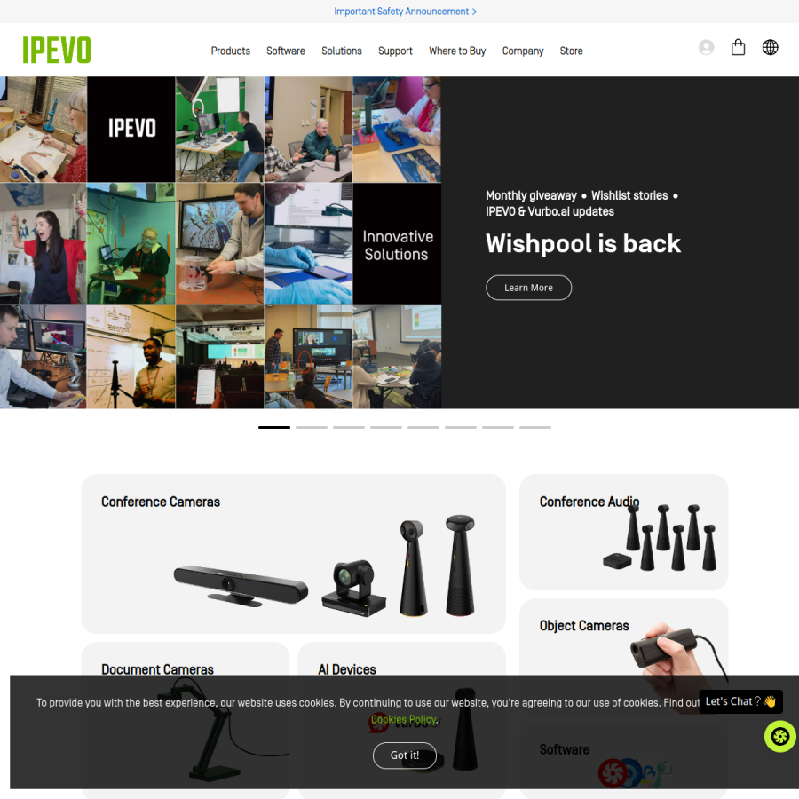 ipevo.com homepage screenshot