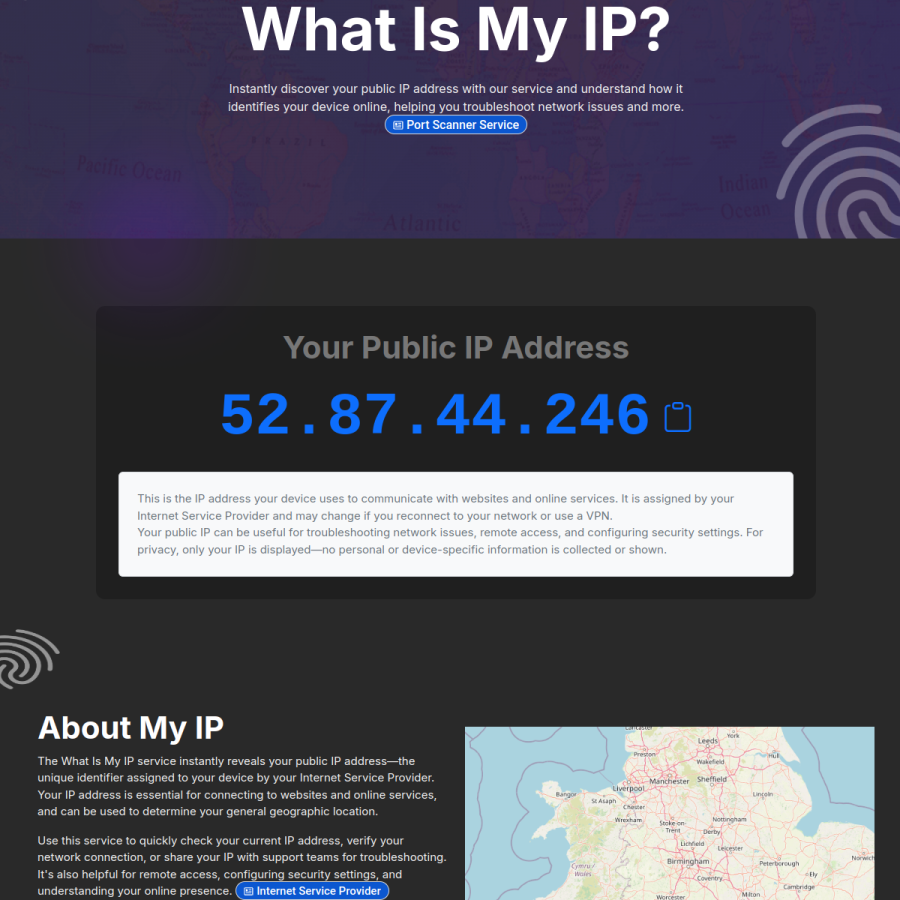 ipfingerprints.com homepage screenshot