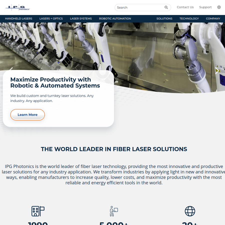 ipgphotonics.com homepage screenshot