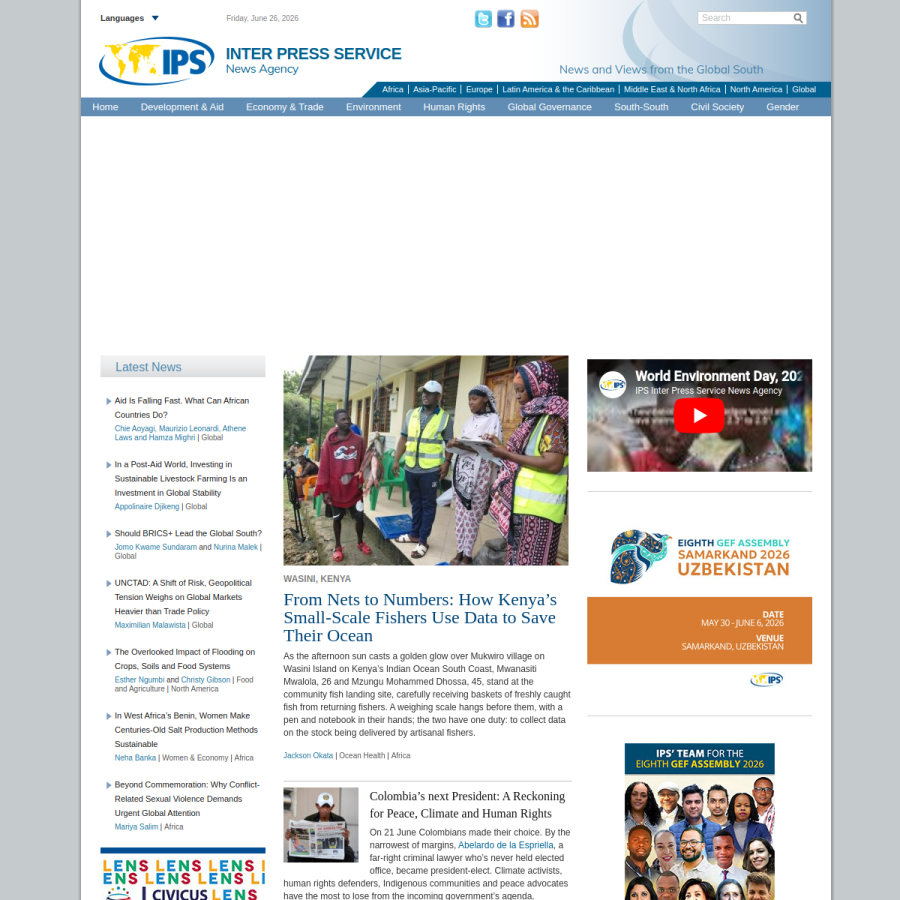 ipsnews.net homepage screenshot
