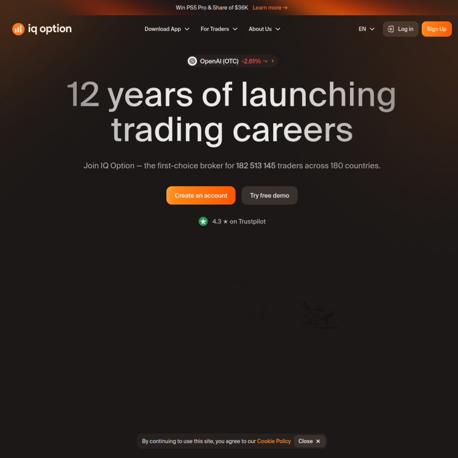 iqoption.com homepage screenshot