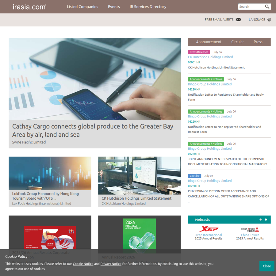 irasia.com homepage screenshot