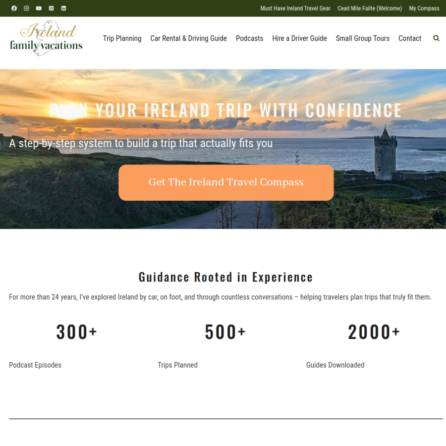 irelandfamilyvacations.com homepage screenshot