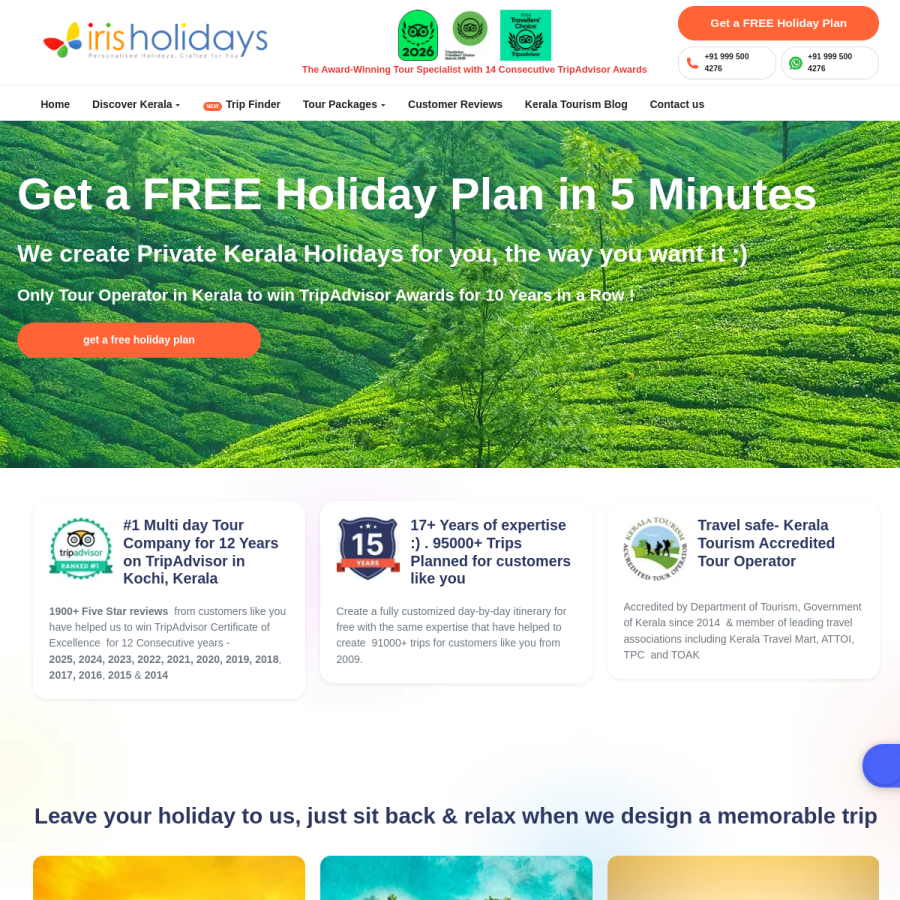 irisholidays.com homepage screenshot