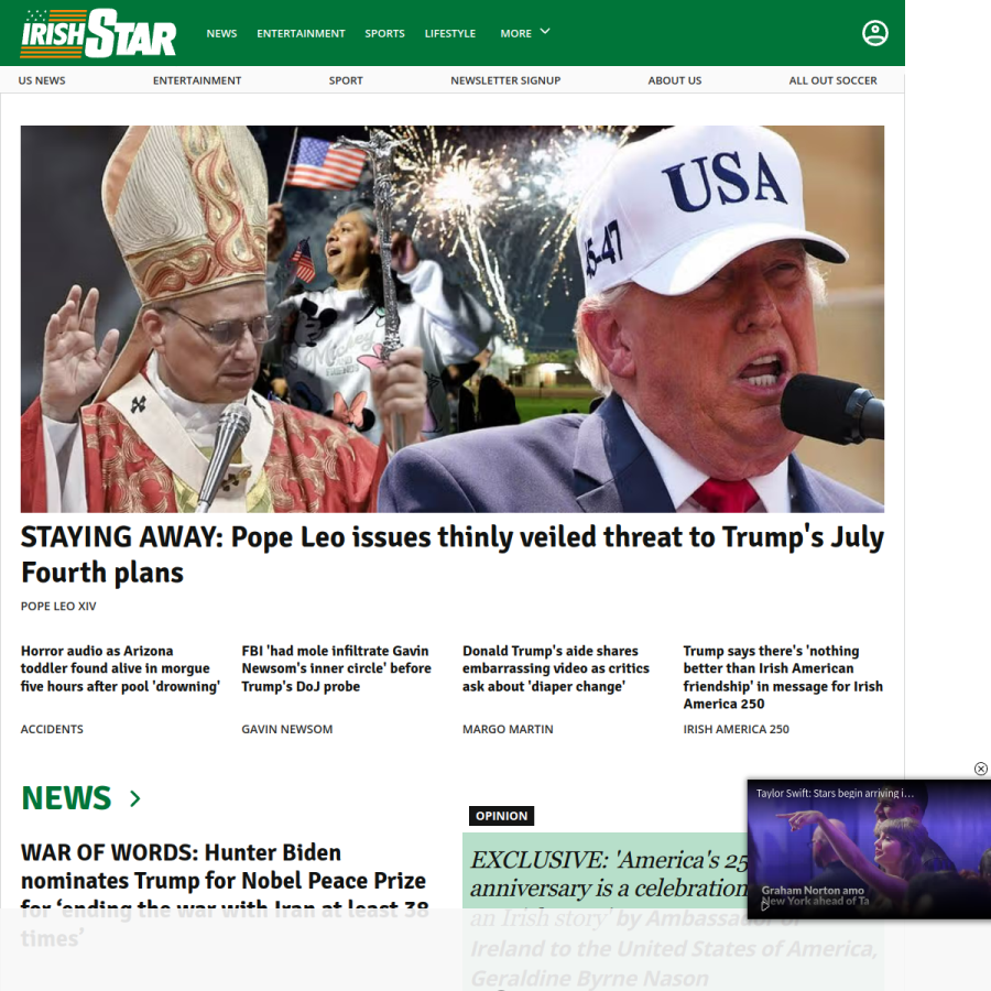 irishstar.com homepage screenshot