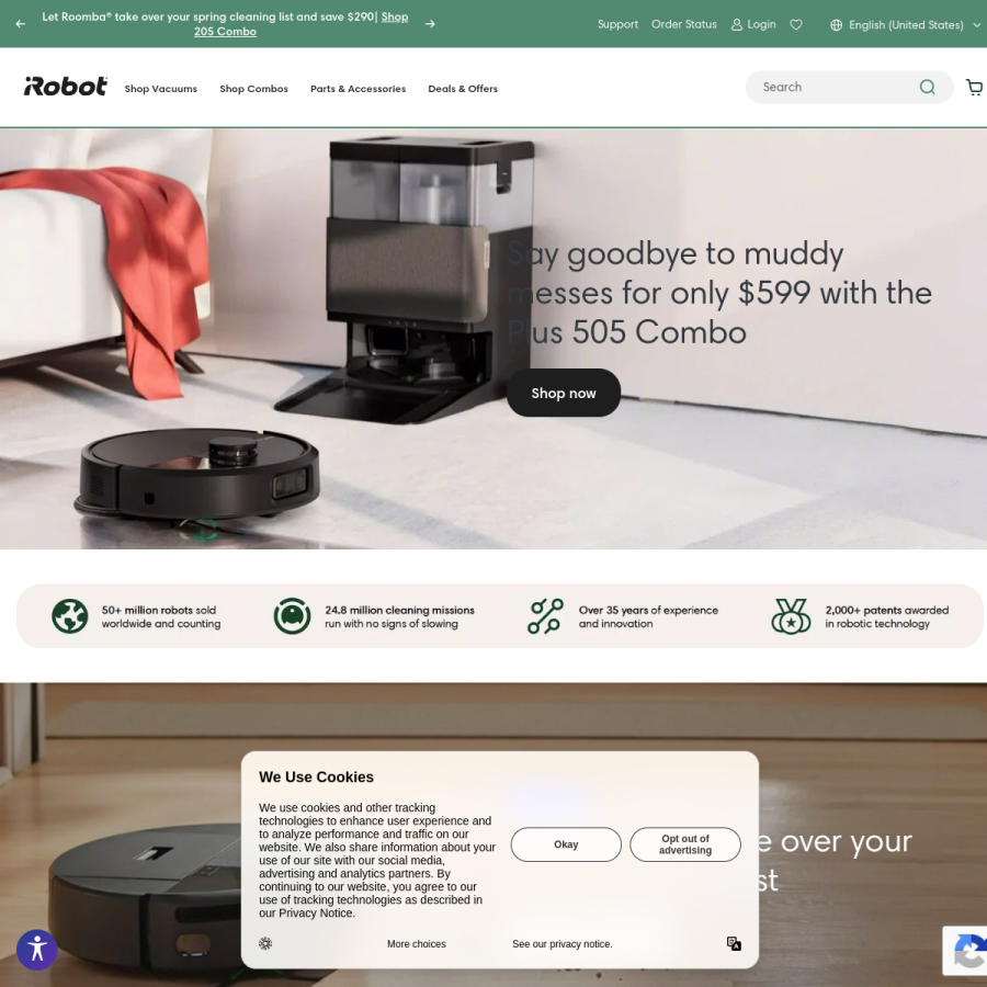 irobot.com homepage screenshot
