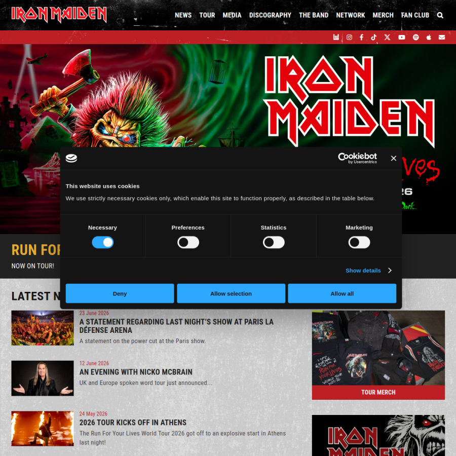 ironmaiden.com homepage screenshot