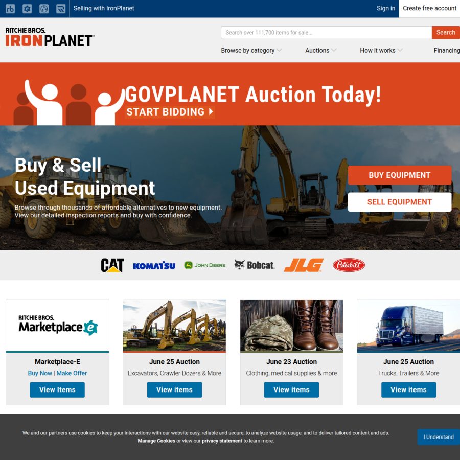ironplanet.com homepage screenshot