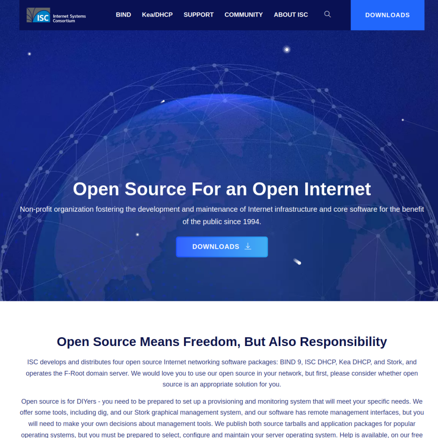 isc.org homepage screenshot