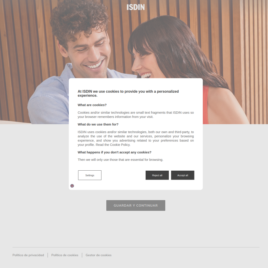 isdin.com homepage screenshot