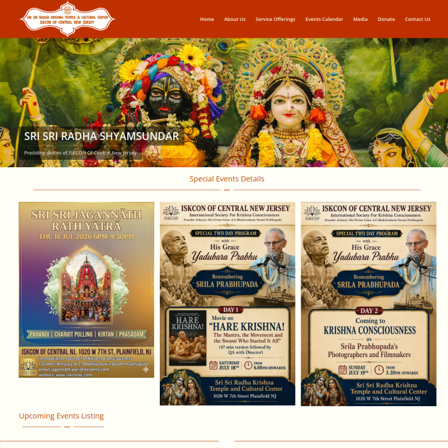 iskconnj.com homepage screenshot