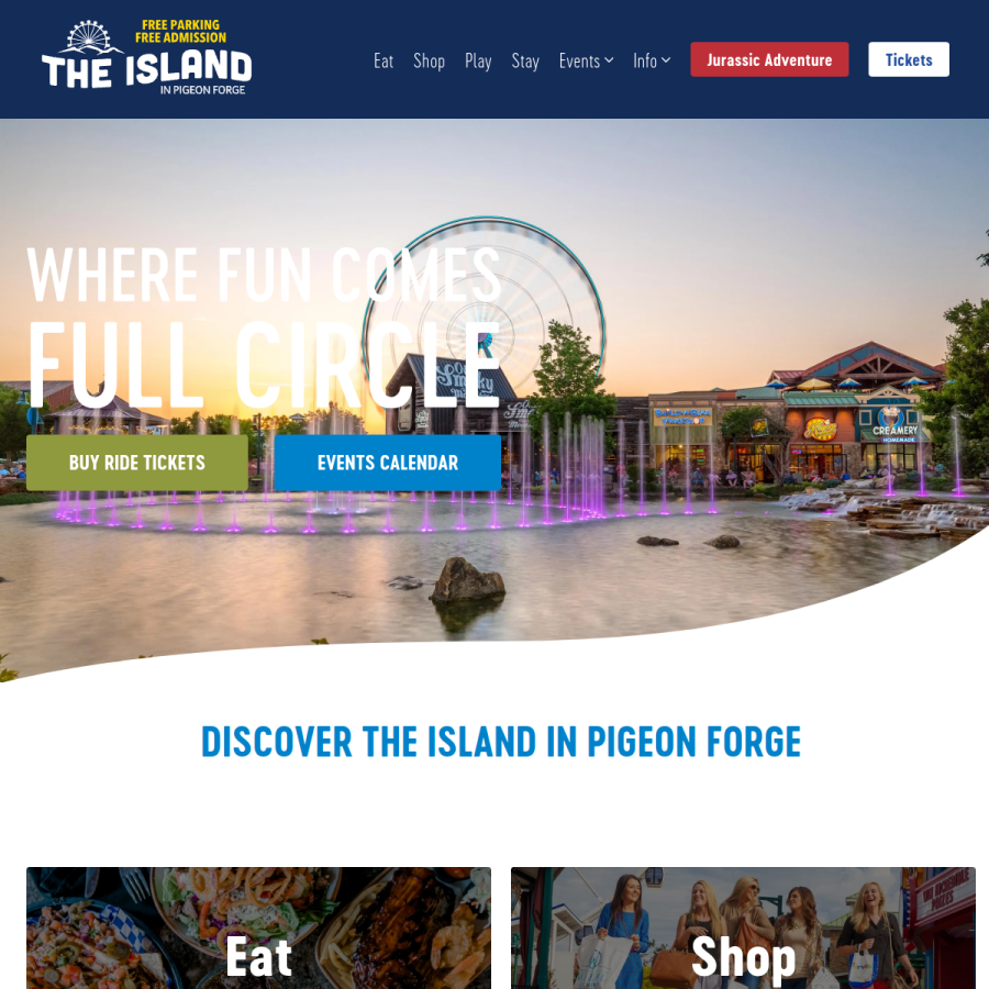 islandinpigeonforge.com homepage screenshot
