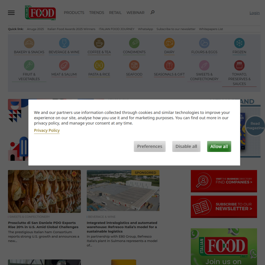 italianfood.net homepage screenshot