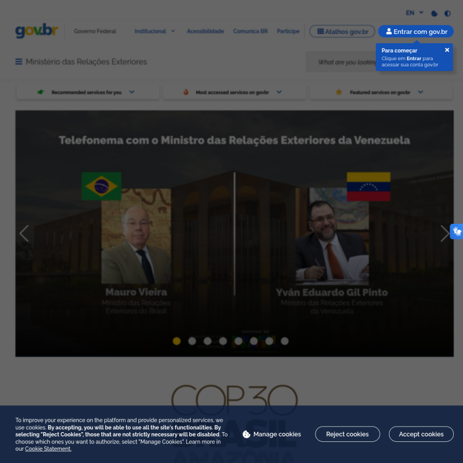 itamaraty.gov.br homepage screenshot