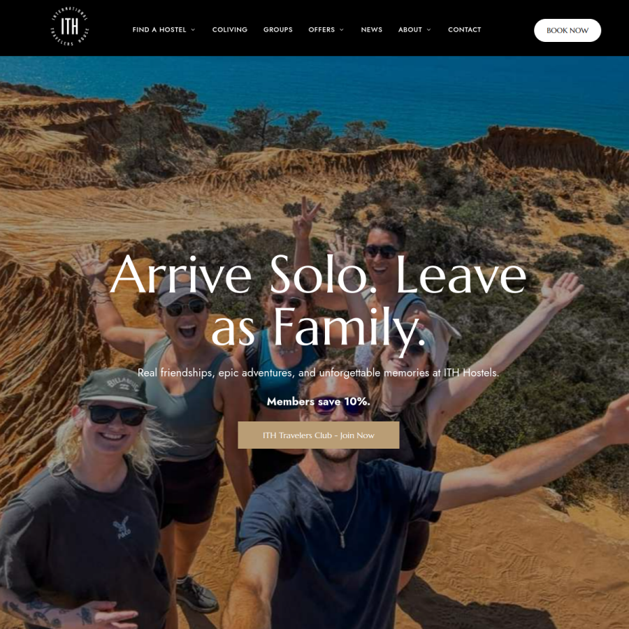 ithhostels.com homepage screenshot