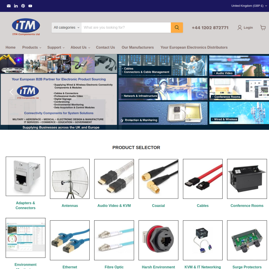itm-components.co.uk homepage screenshot