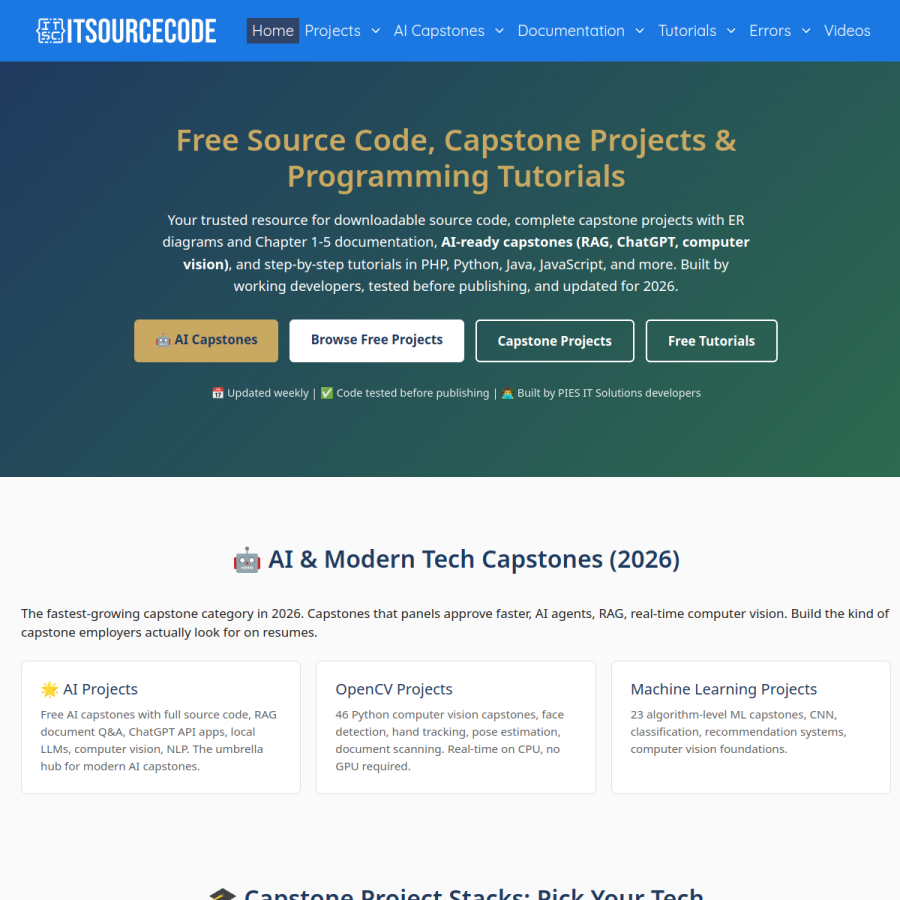 itsourcecode.com homepage screenshot