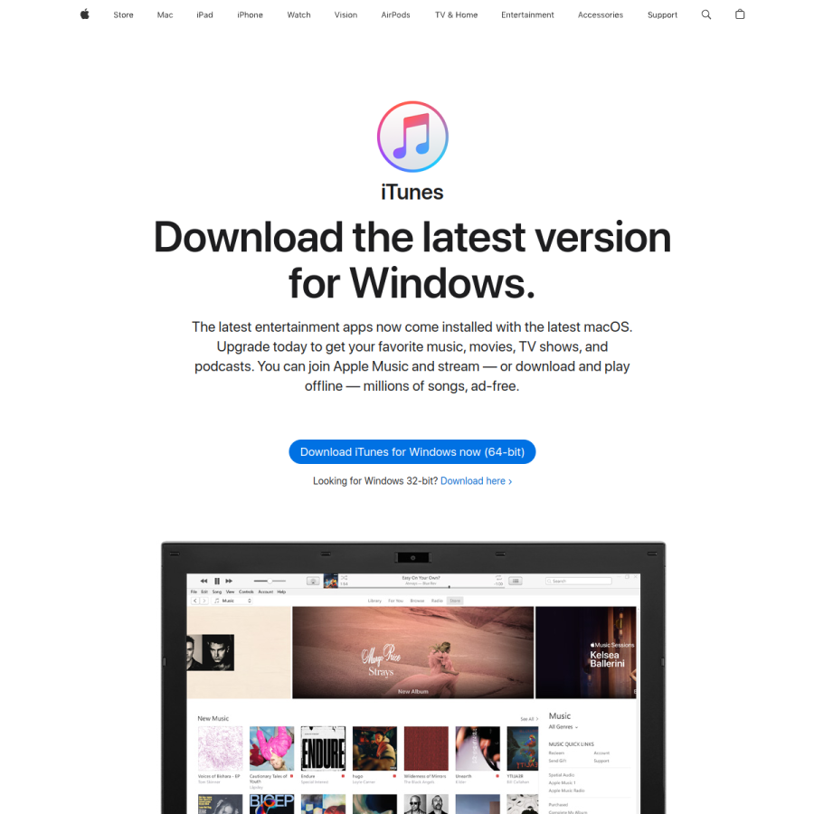 itunes.apple.com homepage screenshot