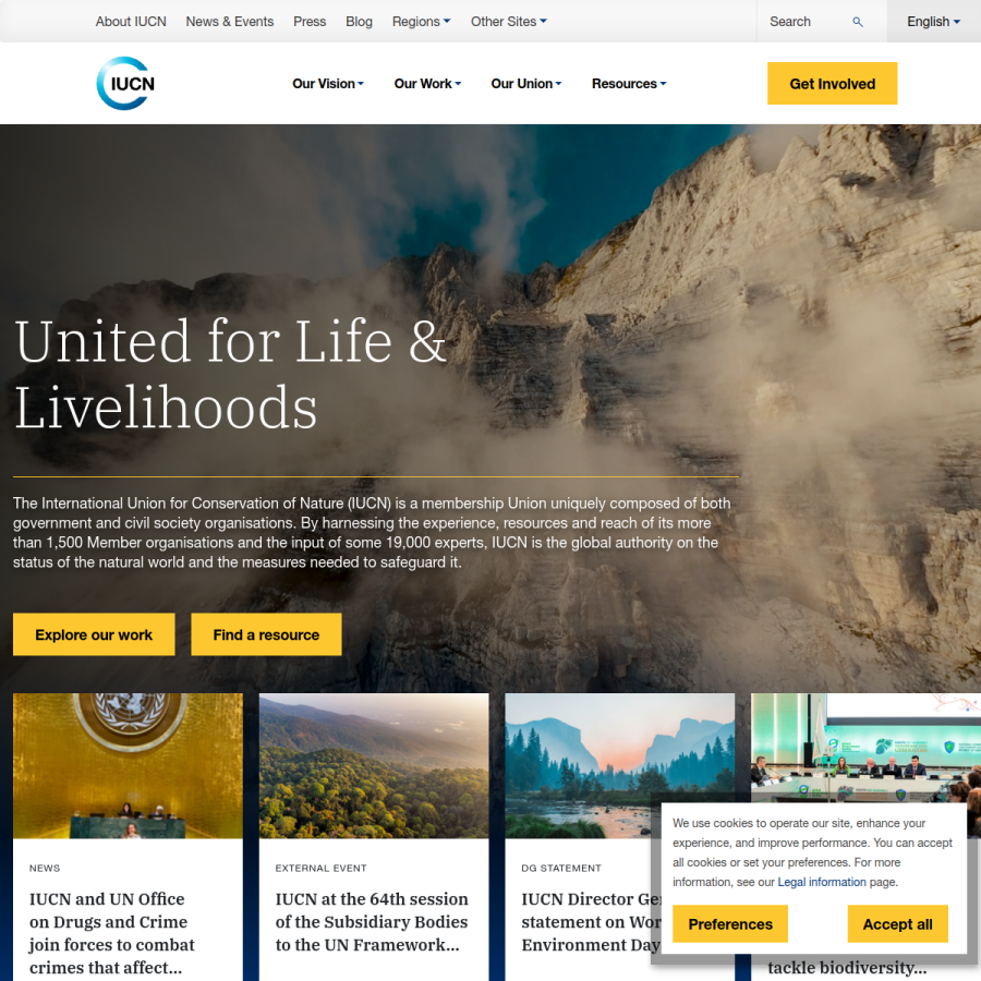 iucn.org homepage screenshot