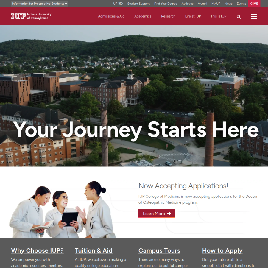 iup.edu homepage screenshot