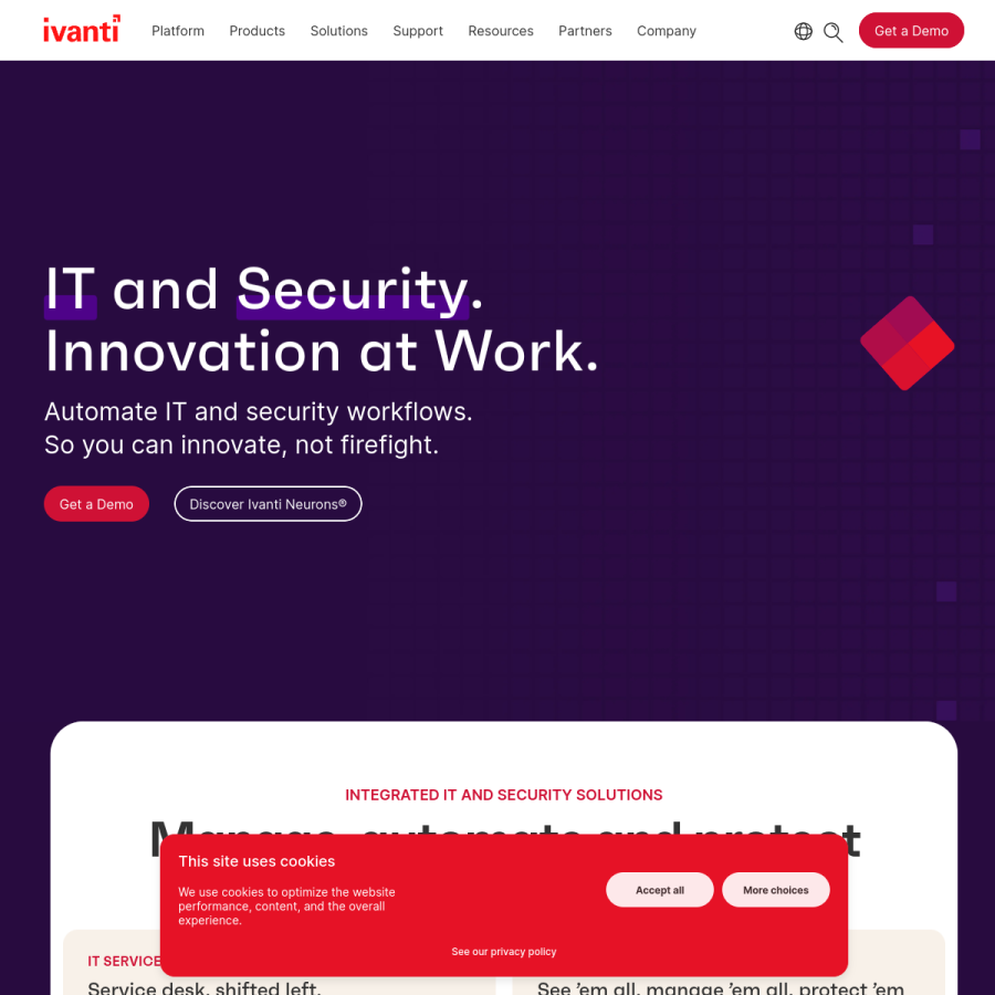 ivanti.com homepage screenshot