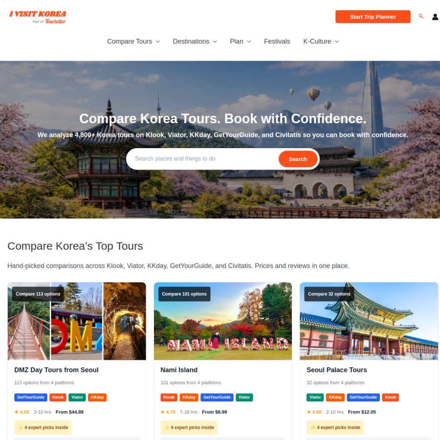 ivisitkorea.com homepage screenshot