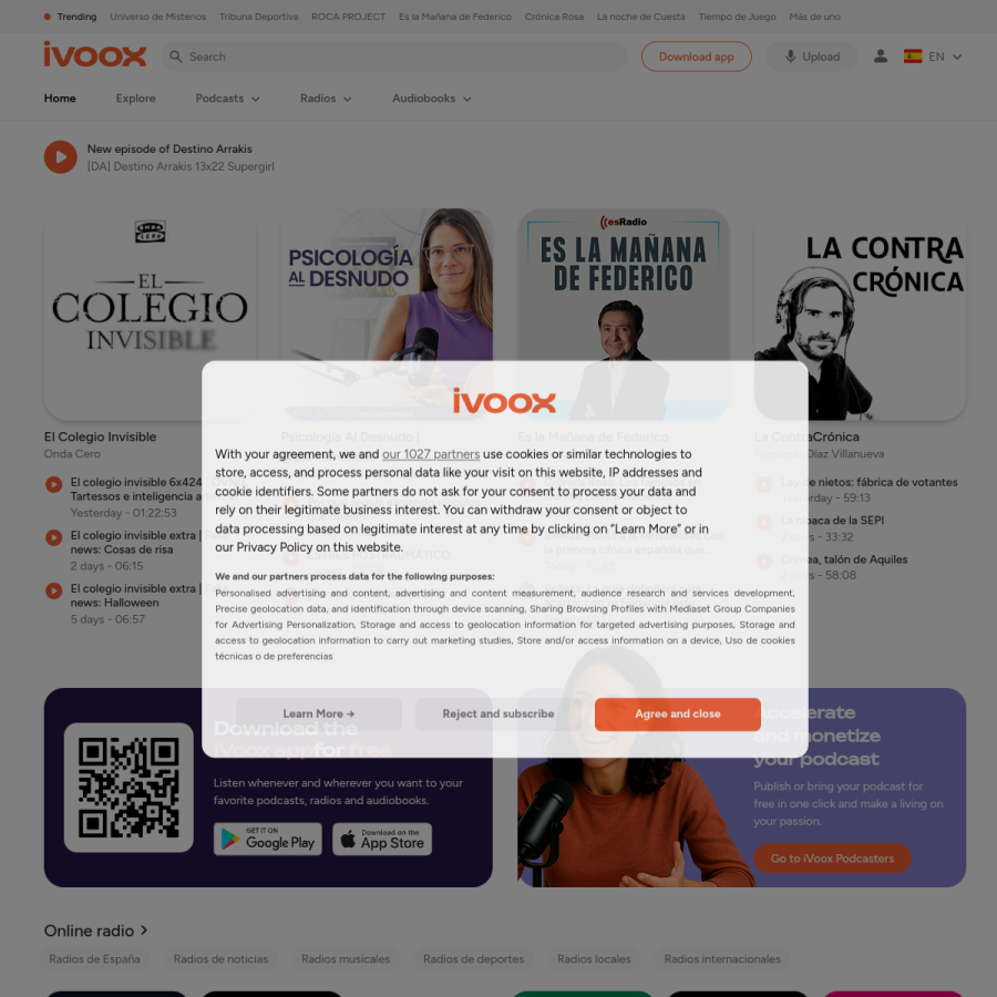 ivoox.com homepage screenshot