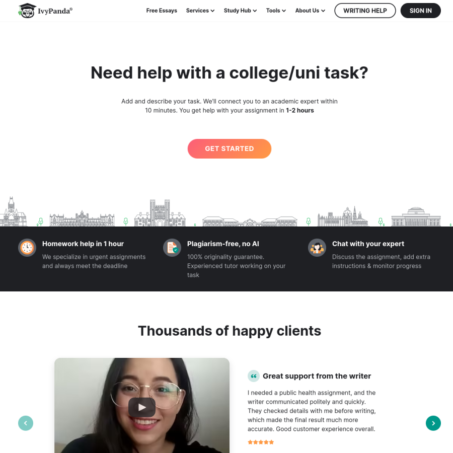 ivypanda.com homepage screenshot
