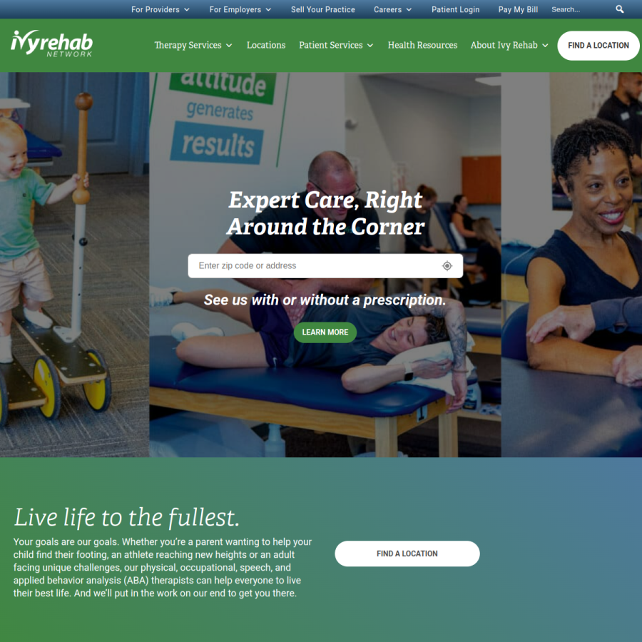 ivyrehab.com homepage screenshot