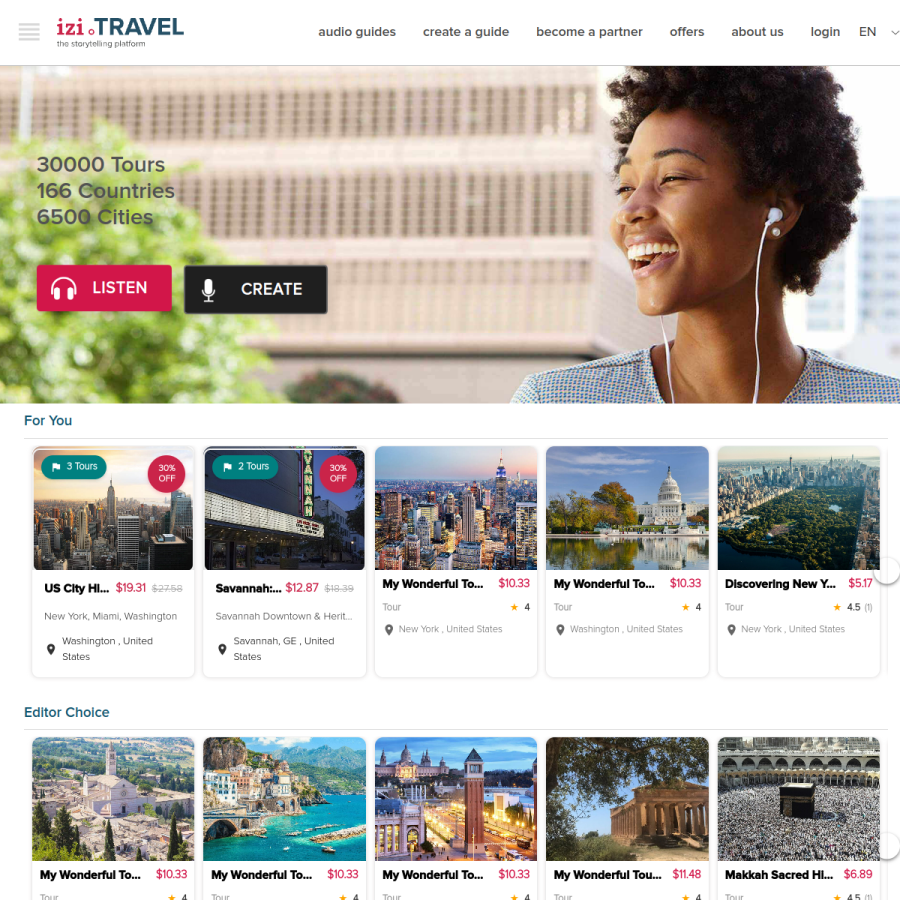 izi.travel homepage screenshot