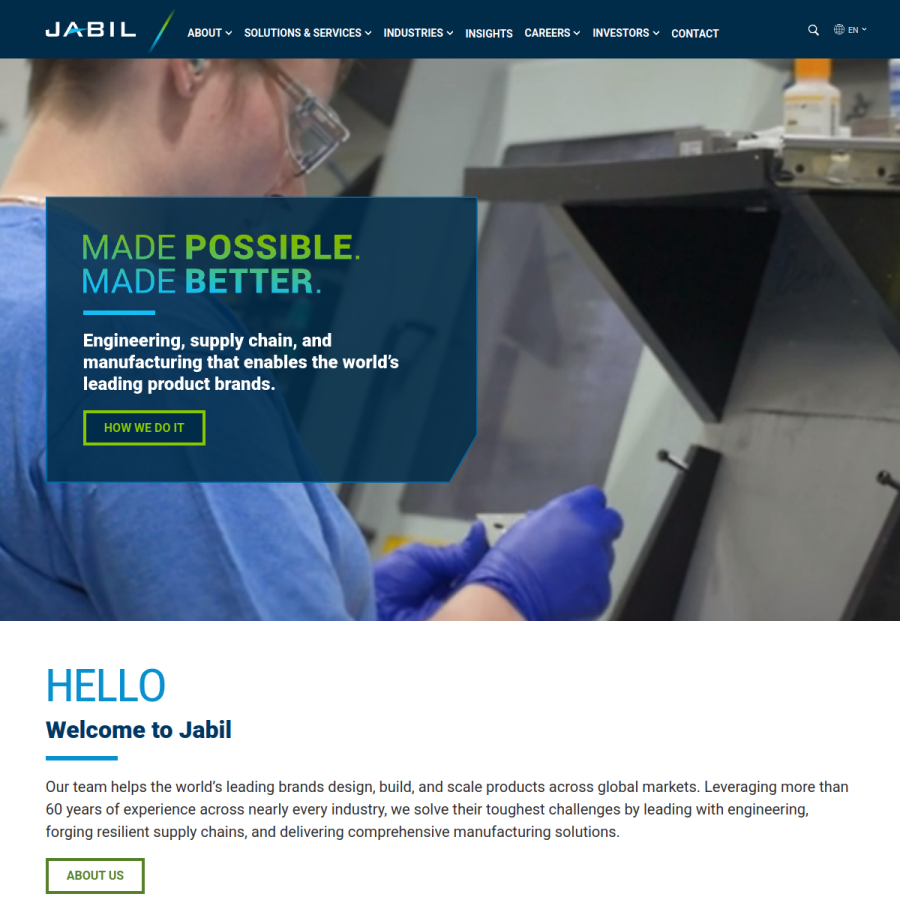 jabil.com homepage screenshot
