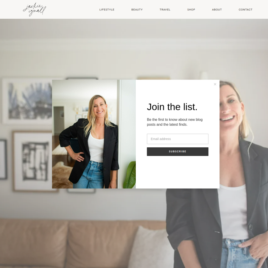 jackieignall.com homepage screenshot