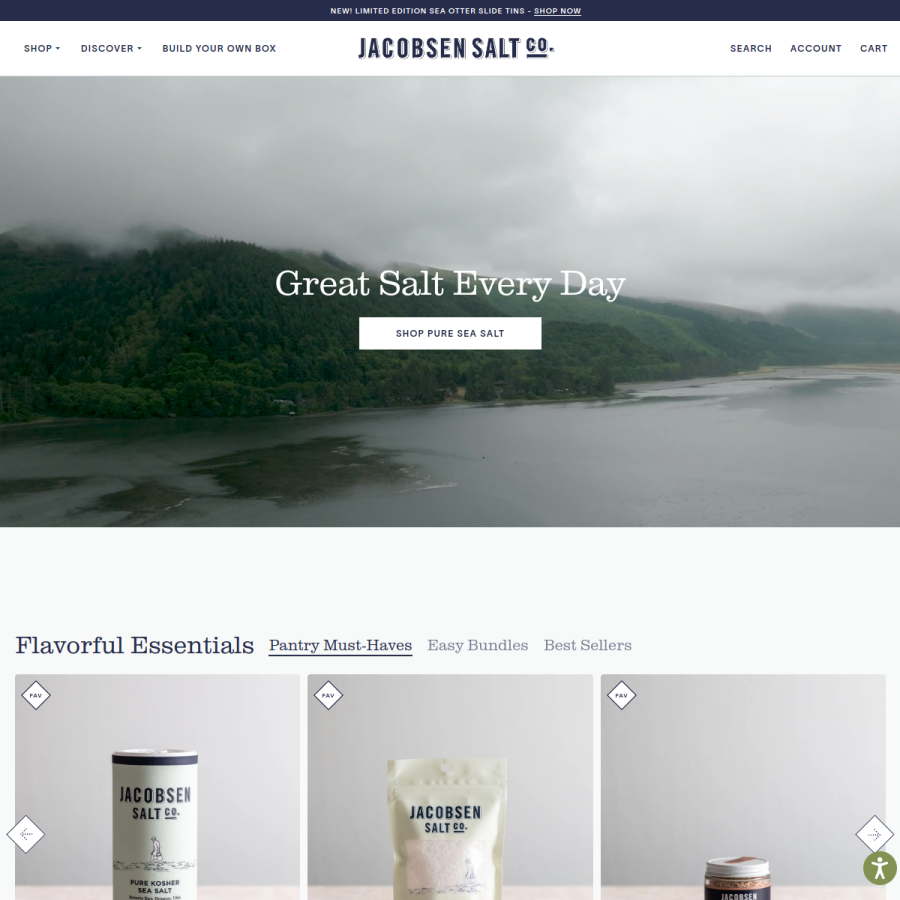 jacobsensalt.com homepage screenshot
