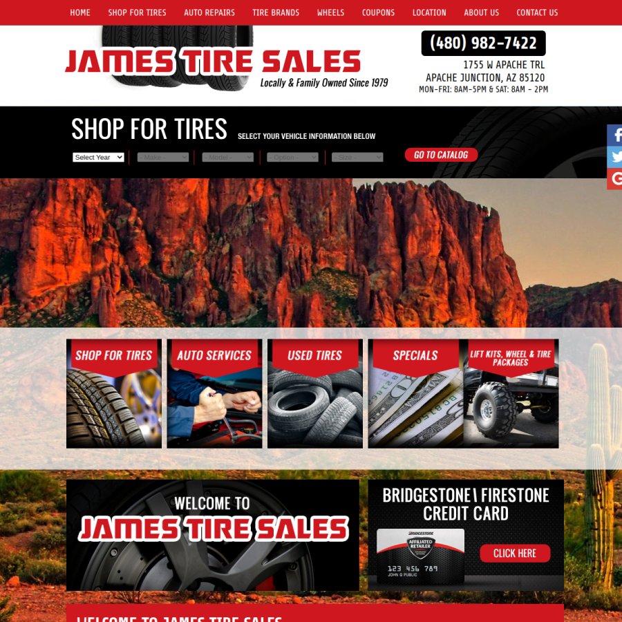 jamestiresales.com homepage screenshot