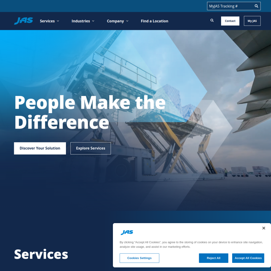 jas.com homepage screenshot